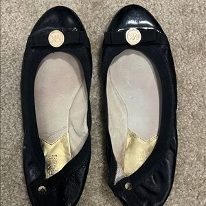 Michael Kors Black Flats with Gold Accent